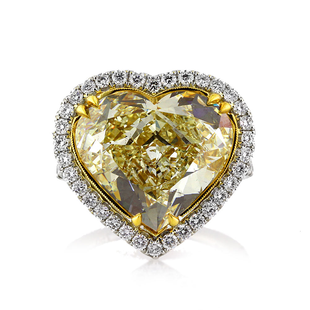 11.49ct Fancy Yellow Heart Shaped Diamond Engagement Ring | Mark Broumand