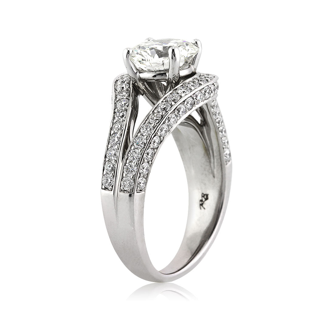 3.12ct Round Brilliant Cut Diamond Engagement Ring in Palladium Side Tall | Mark Broumand