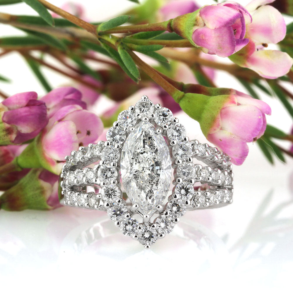 3.28ct Marquise Cut Diamond Engagement Ring | Mark Broumand