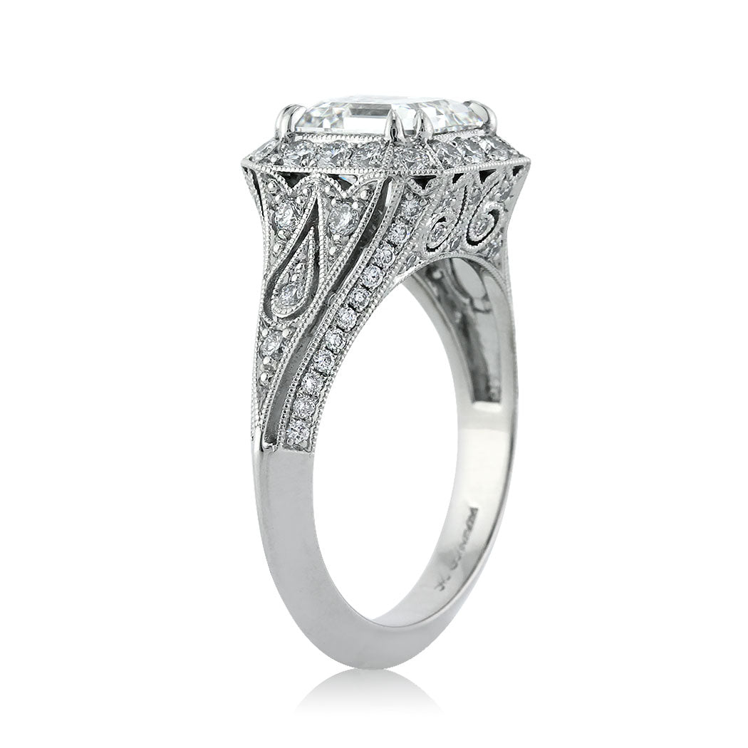 3.34ct Asscher Cut Diamond Engagement Ring Side Tall | Mark Broumand