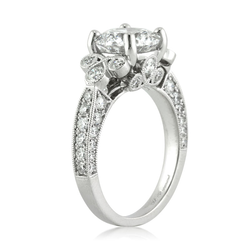 3.54ct Round Brilliant Cut Diamond Engagement Ring Tall Angle | Mark Broumand