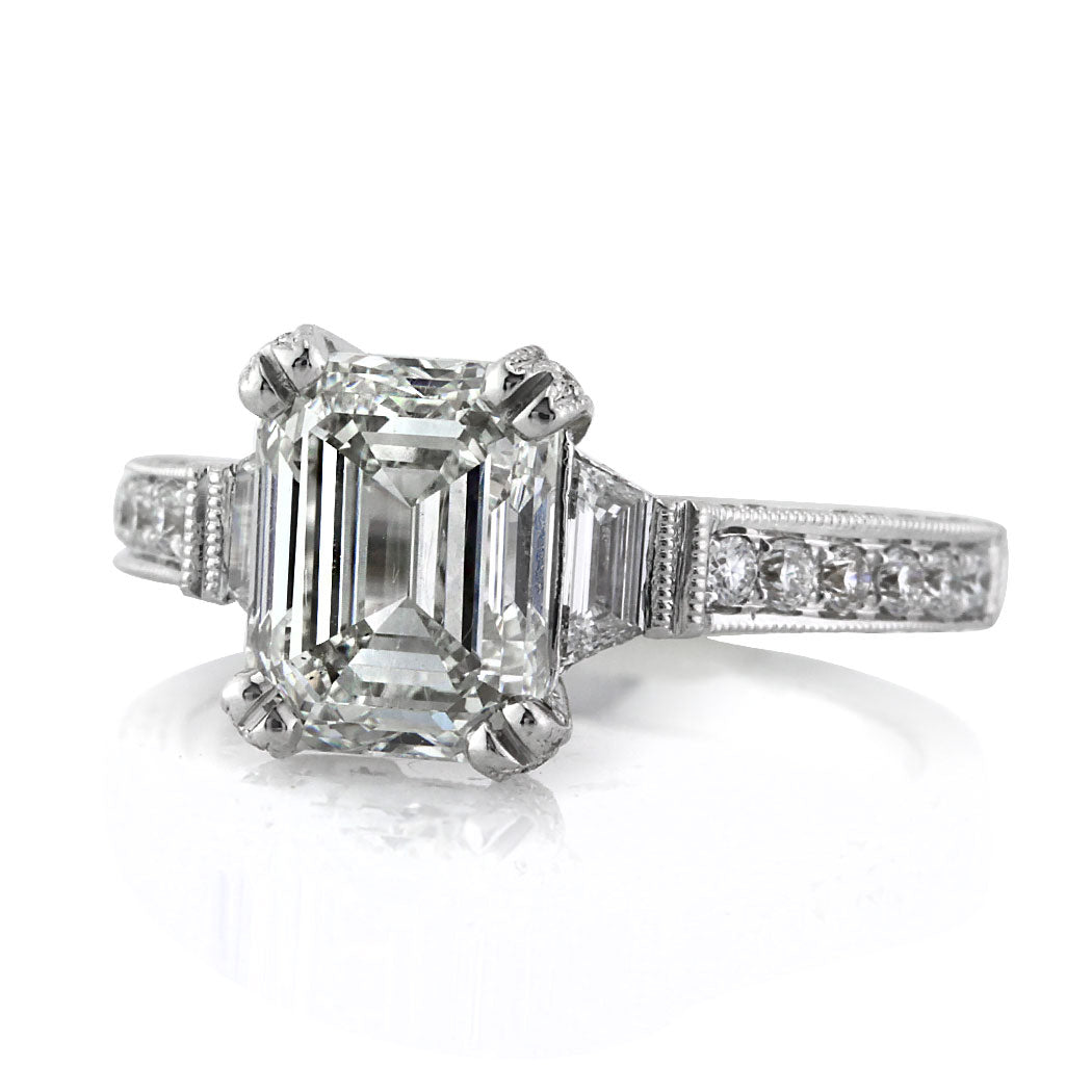 4.05ct Emerald Cut Diamond Engagement Ring Angle View | Mark Broumand