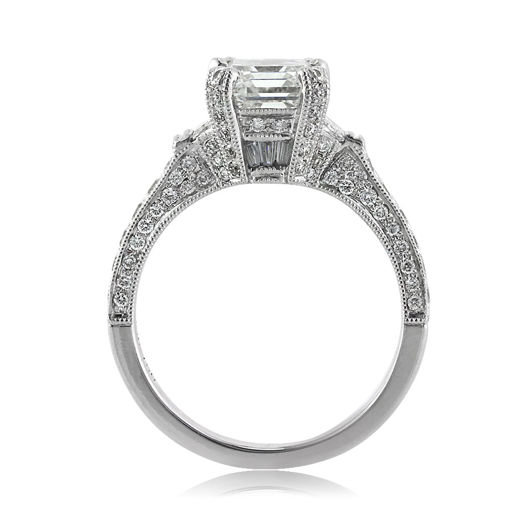 4.05ct Emerald Cut Diamond Engagement Ring Full Side View | Mark Broumand