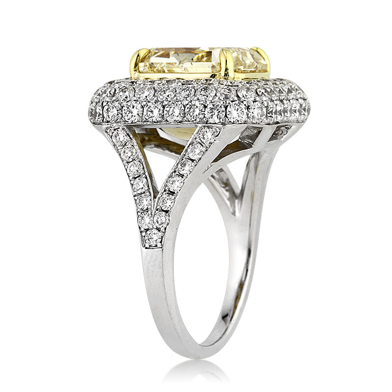 6.17ct Fancy Light Yellow Radiant Cut Diamond Engagement Ring Angle Tall