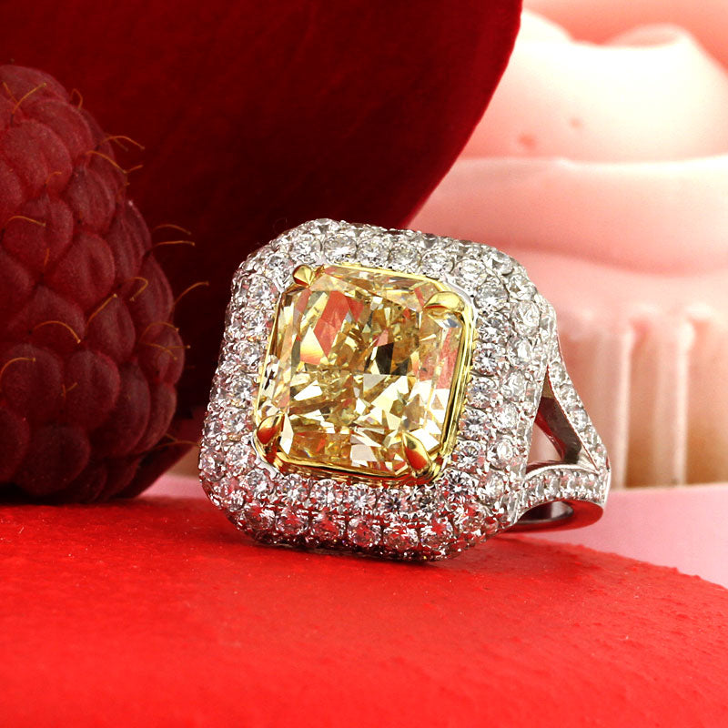6.17ct Fancy Light Yellow Radiant Cut Diamond Engagement Ring | Mark Broumand