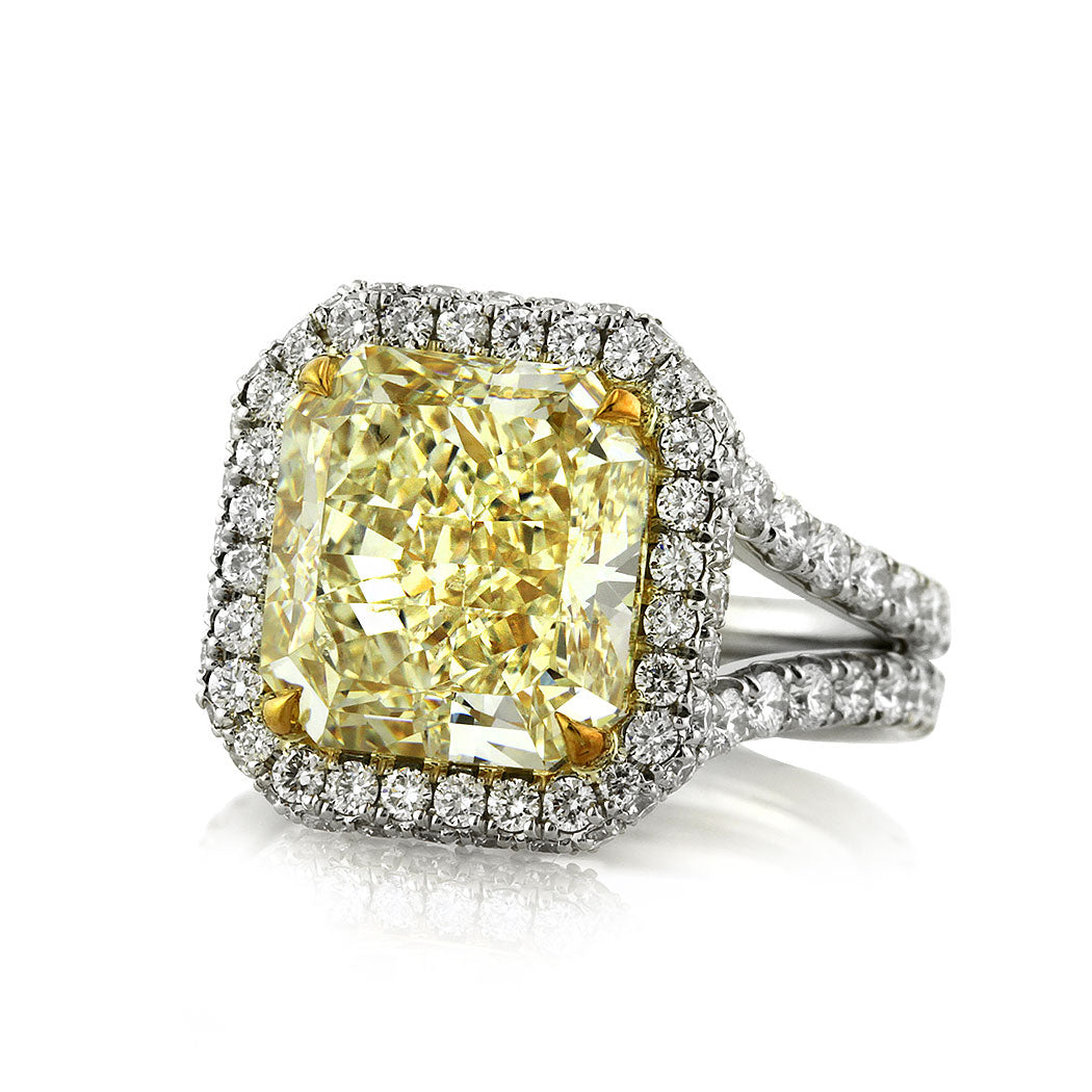 8.33ct Fancy Yellow Radiant Cut Diamond Engagement Ring Low Side | Mark Broumand