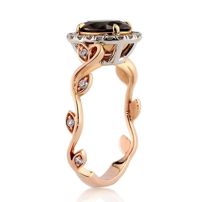 Fancy Dark Brown Oval Cut Custom Engagement Ring
