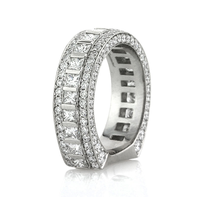 3.25ct Princess and Round Brilliant Cut Diamond Anniversary Ring | Mark Broumand