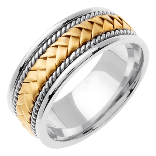 Braided Wide Diamond Anniversary Band, 18K, Yellow Gold, Size 8.5