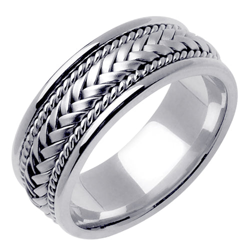 Men's Handmade Braided Wedding Band in 14k White Gold 7.0mm – Mark