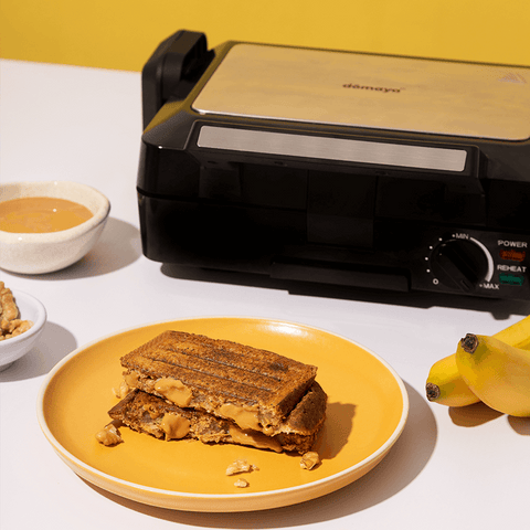 Banana Peanut Butter Sandwich with the Domaya Waffler Maker