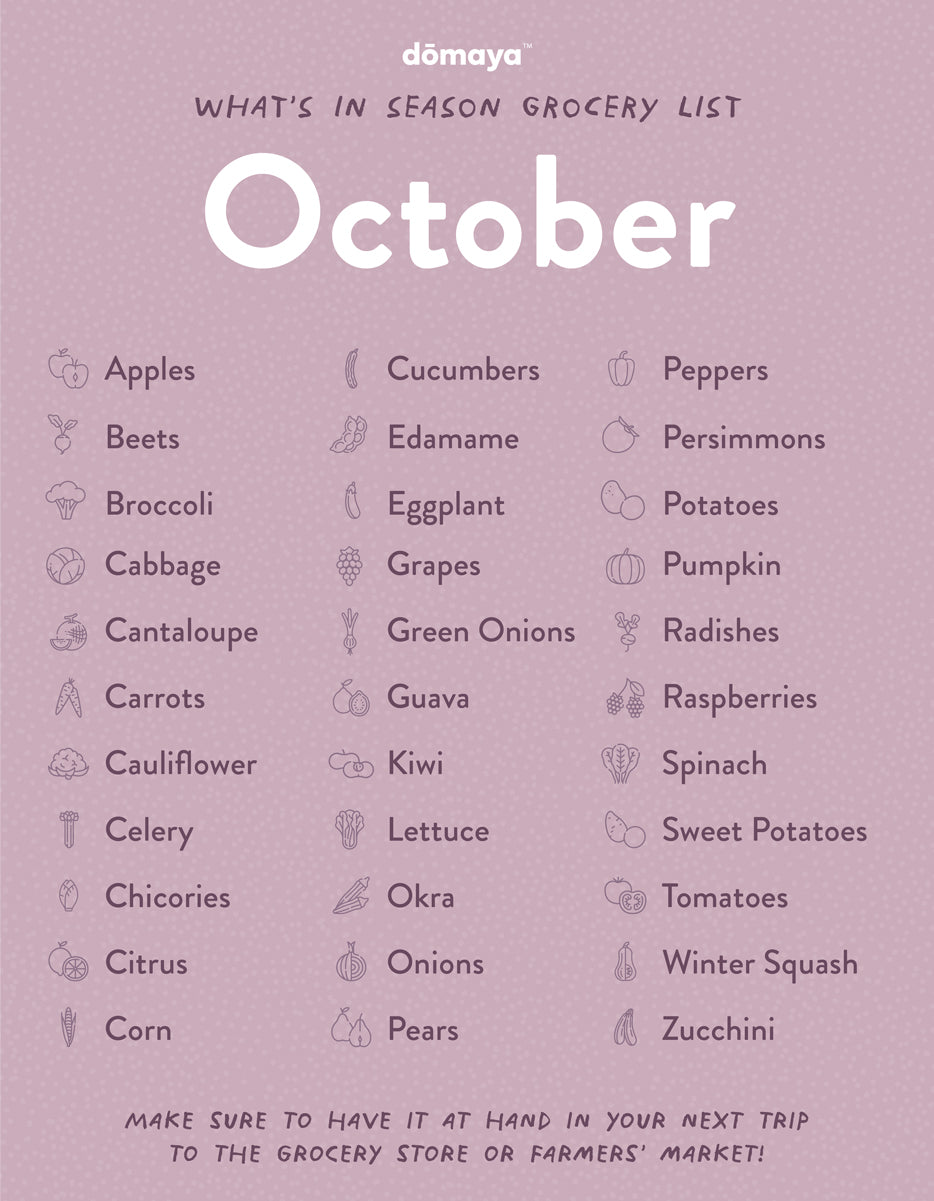 seasonal produce list October - north hemisphere 