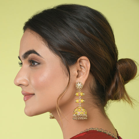 Buy online Gold Graceful Delightful Jhumka Earrings from fashion jewellery  for Women by Happy Stoning for ₹339 at 79% off | 2024 Limeroad.com