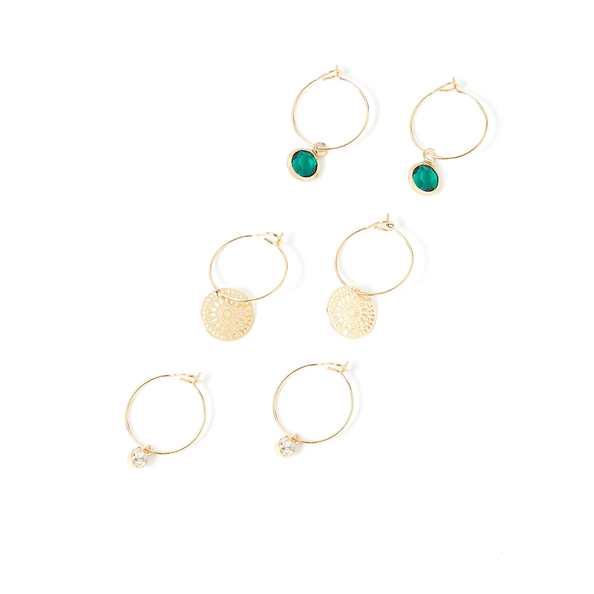 Buy Carlton London Gold-Plated Stone Studded Circular Hoop Earrings Online