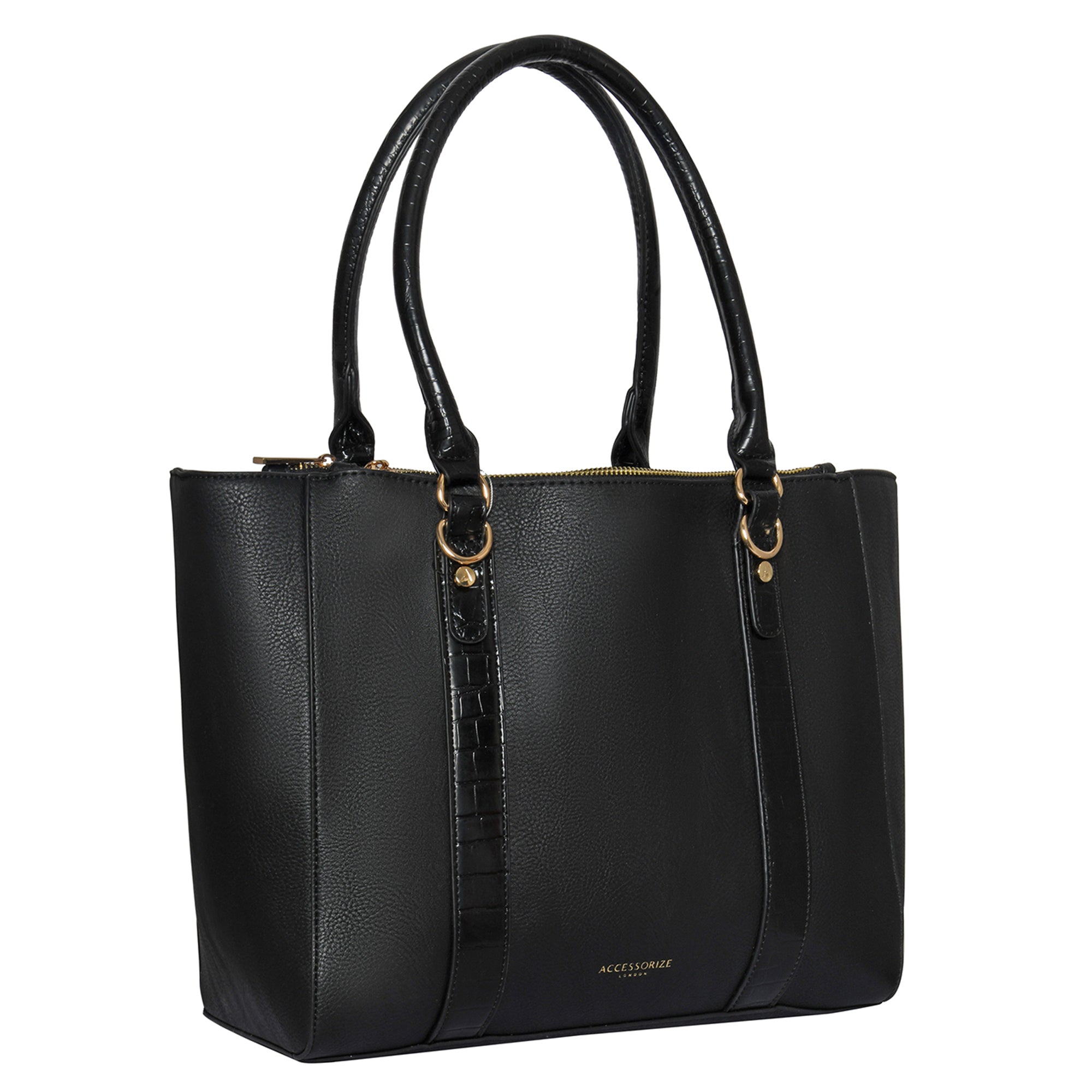 Accessorize London Women's Faux Leather Black Multi Function Handbag At Nykaa Fashion - Your Online Shopping Store