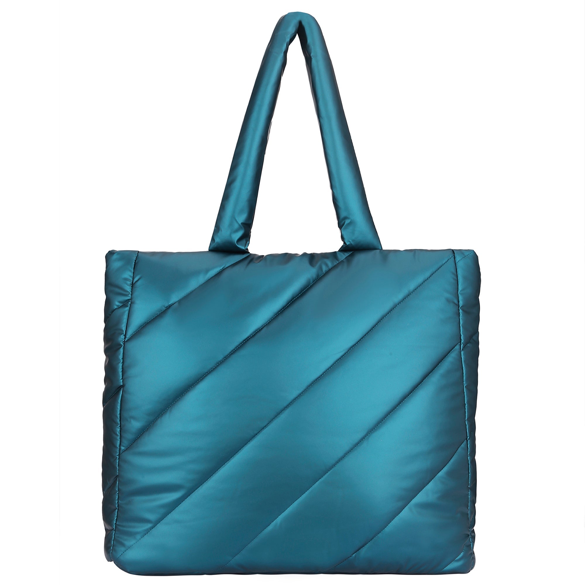 Accessorize London Women's Recycled Nylon Blue Quilted Shopper Bag