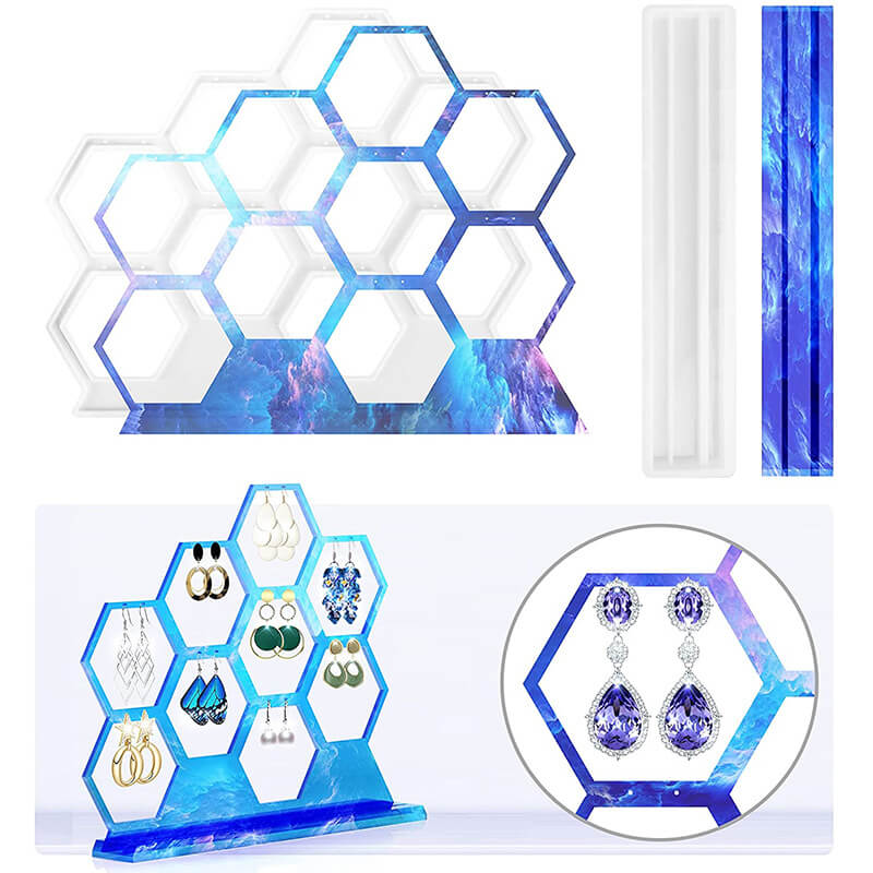 Honeycomb Coaster Resin Molds Set with Storage Box Mold Coaster Molds Resin  Casting Mold for DIY