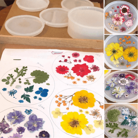 I dry and preserve flowers in resin for jewelry makingthese are my  overflow pieces I've yet to get to. The garden just keeps on giving. :  r/crafts