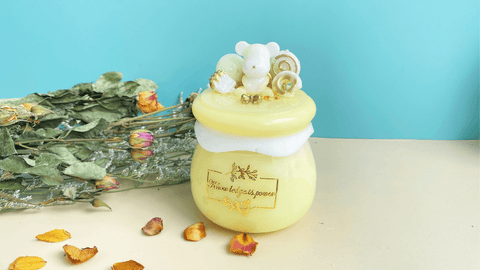 resin yellow-white pudding jar