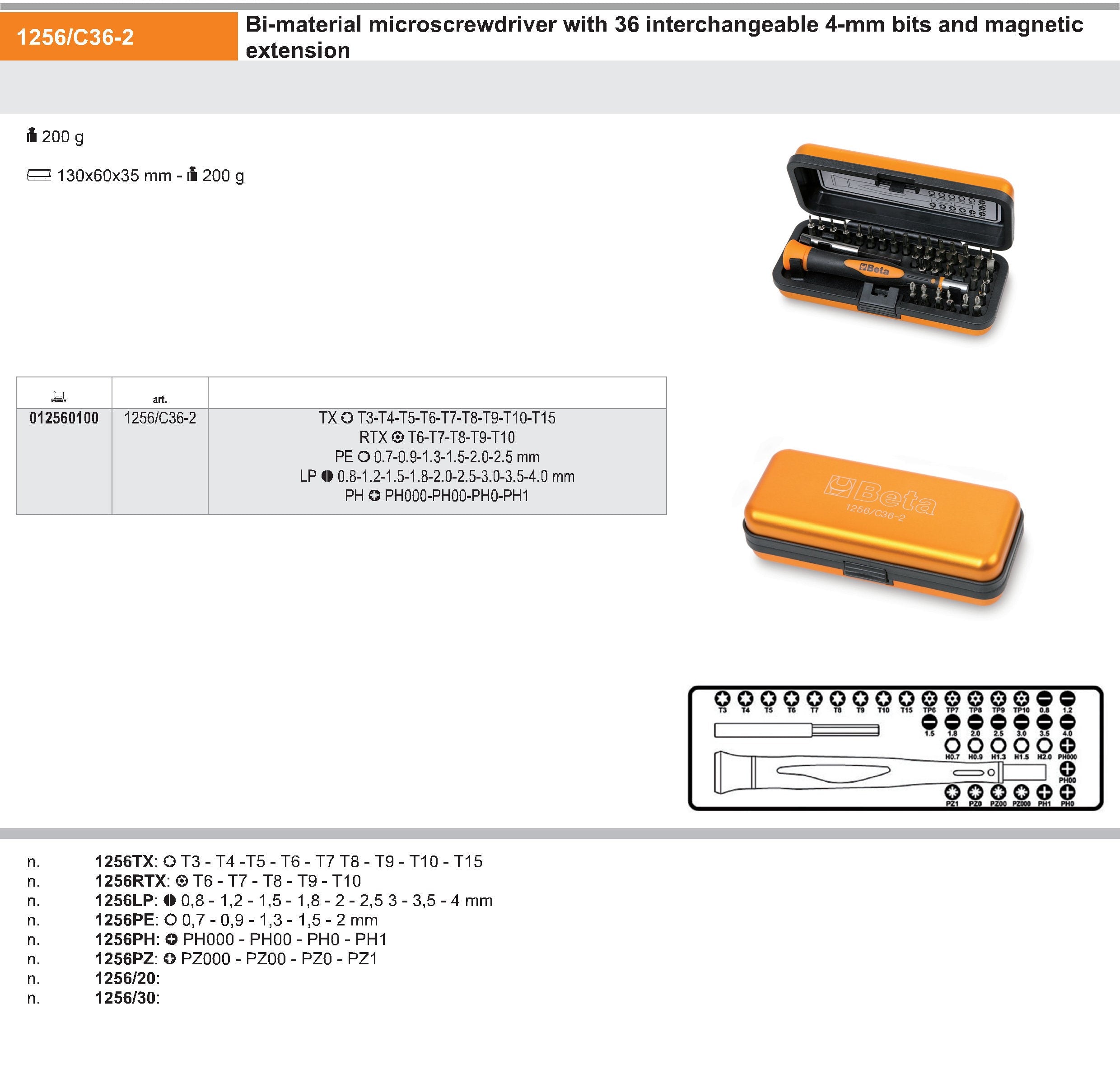 Beta Tools 1256-C36-2 micro-tournevis 36 embouts