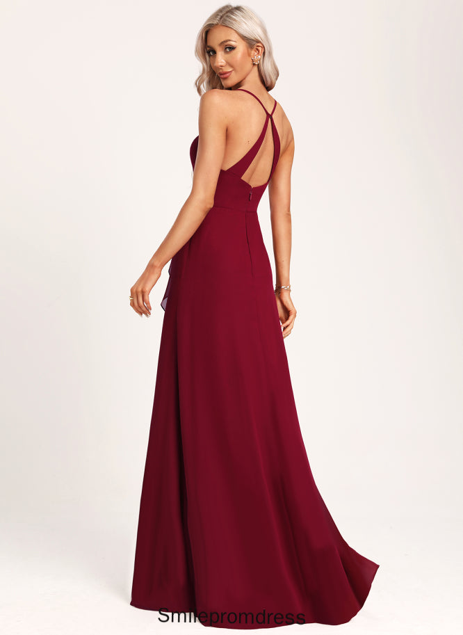 A-Line Length Neckline Straps&Sleeves Fabric V-neck Silhouette Floor-Length Makenzie Bridesmaid Dresses