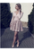 A-Line Nude Long Sleeve Short Homecoming Party Dress With Flowers