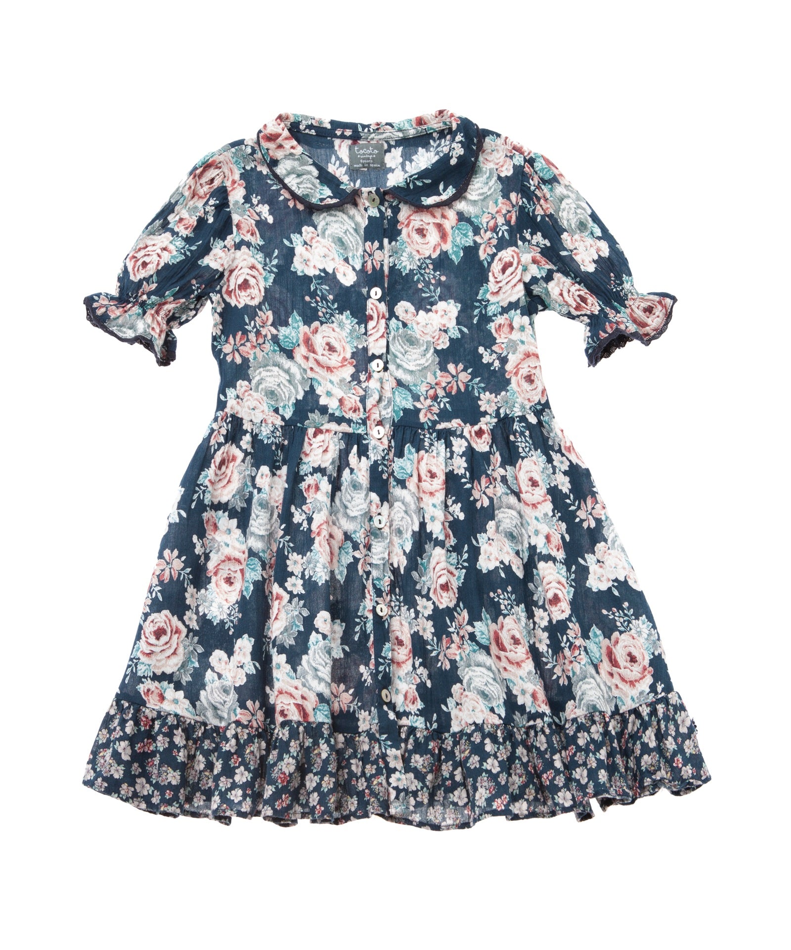Tocoto Vintage Flower Collar Dress – BellaKidsNY