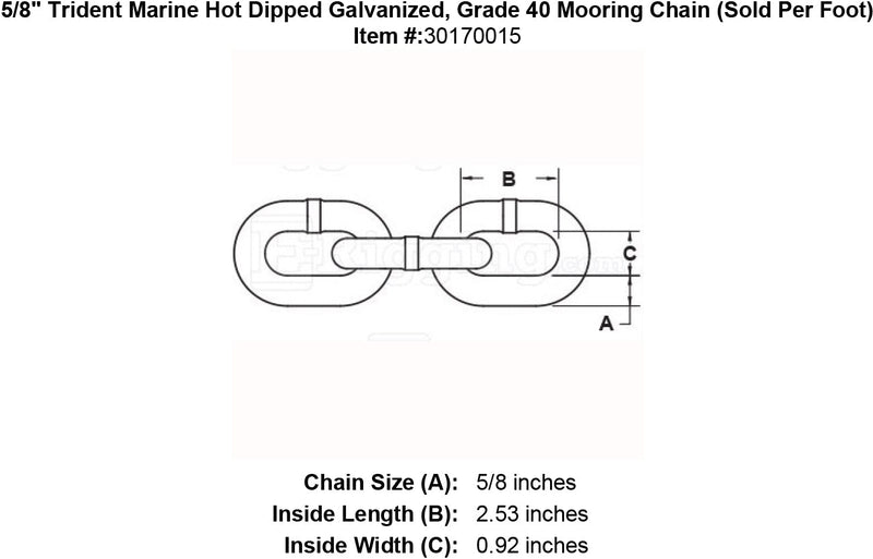 5 8 Trident Marine G4热浸镀锌系泊链规格图
