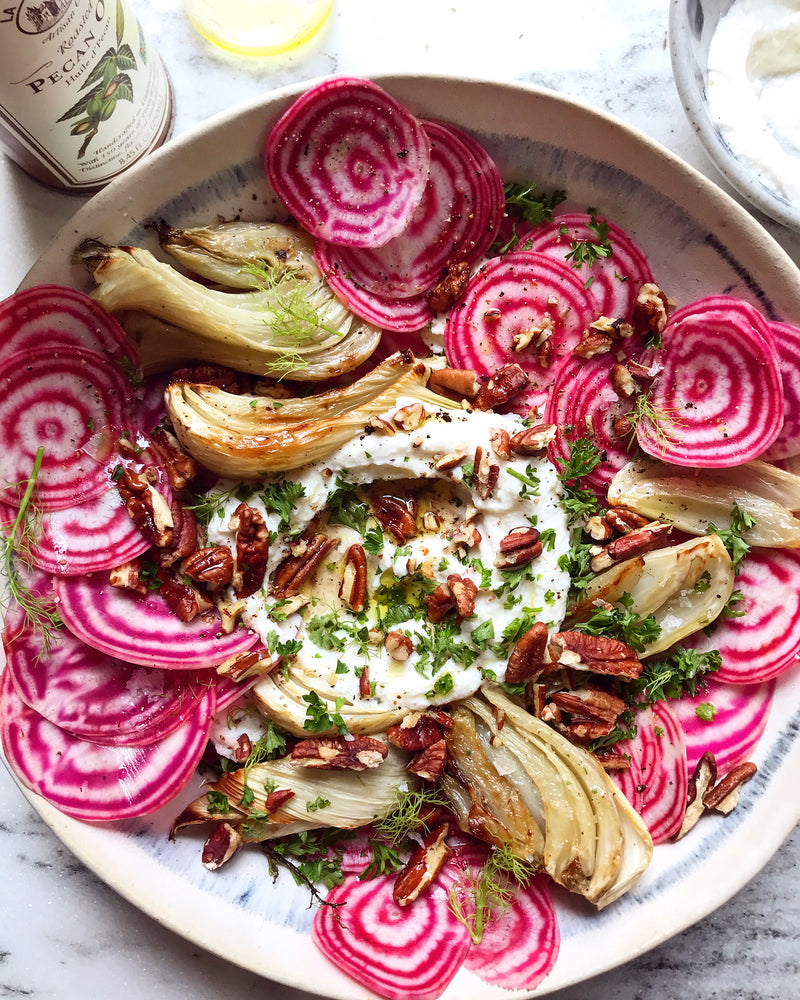 Chioggia & Roasted Fennel Salad with Pecan Whipped Ricotta – La Tourangelle