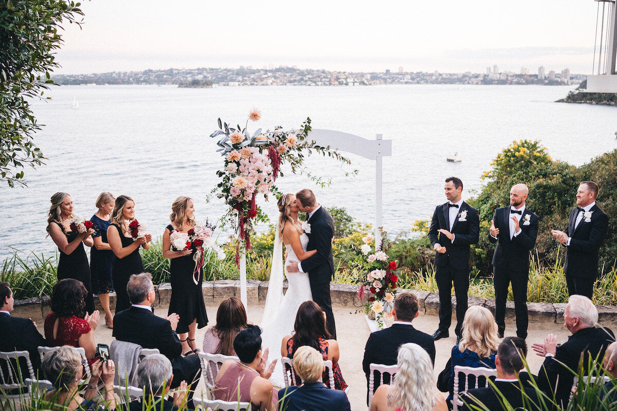 sergeants mess ceremony wedding outdoors with water view