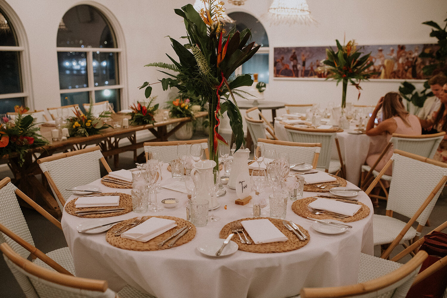 wedding guest table centrepieces setting blue room bondi beach
