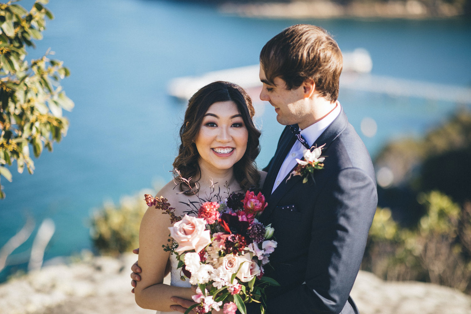 couple getting married with flowers gunners barracks ann marie yuen photography