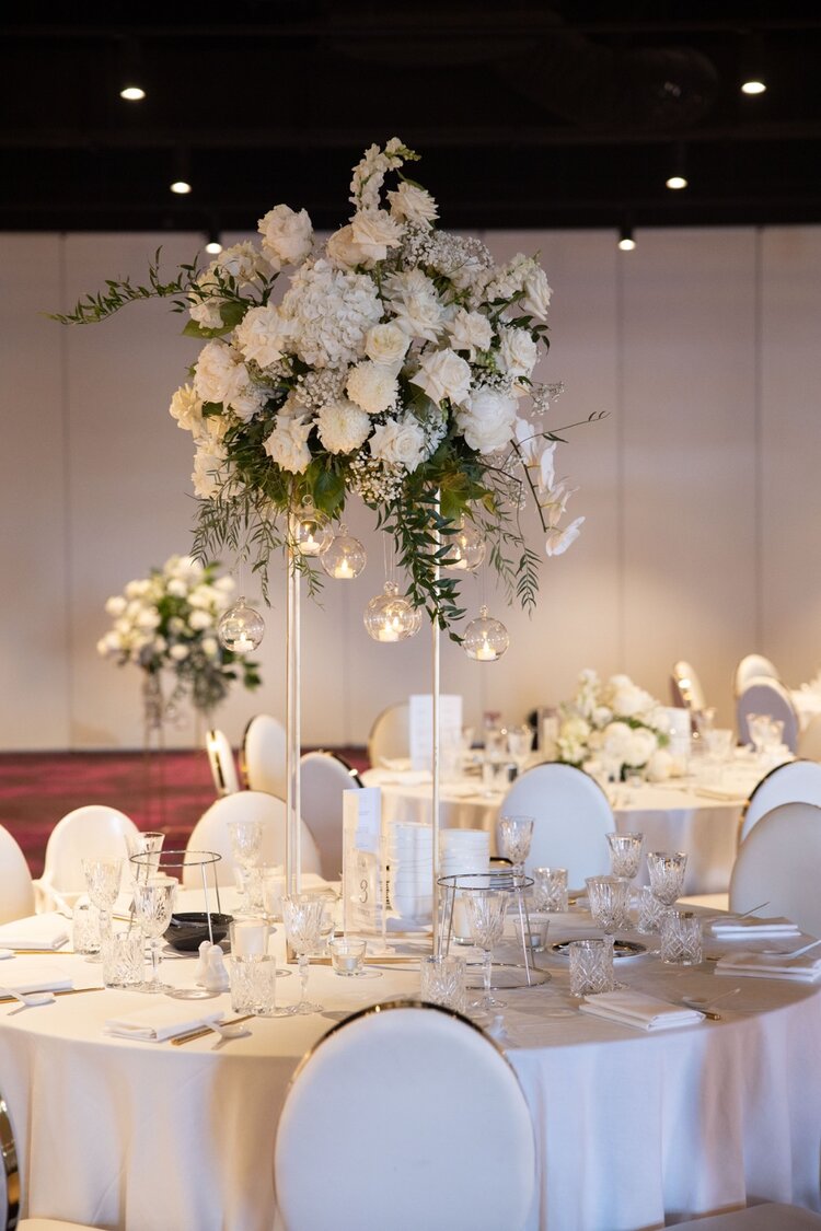 the highline bankstown chinese wedding tall flower stand centrepiece