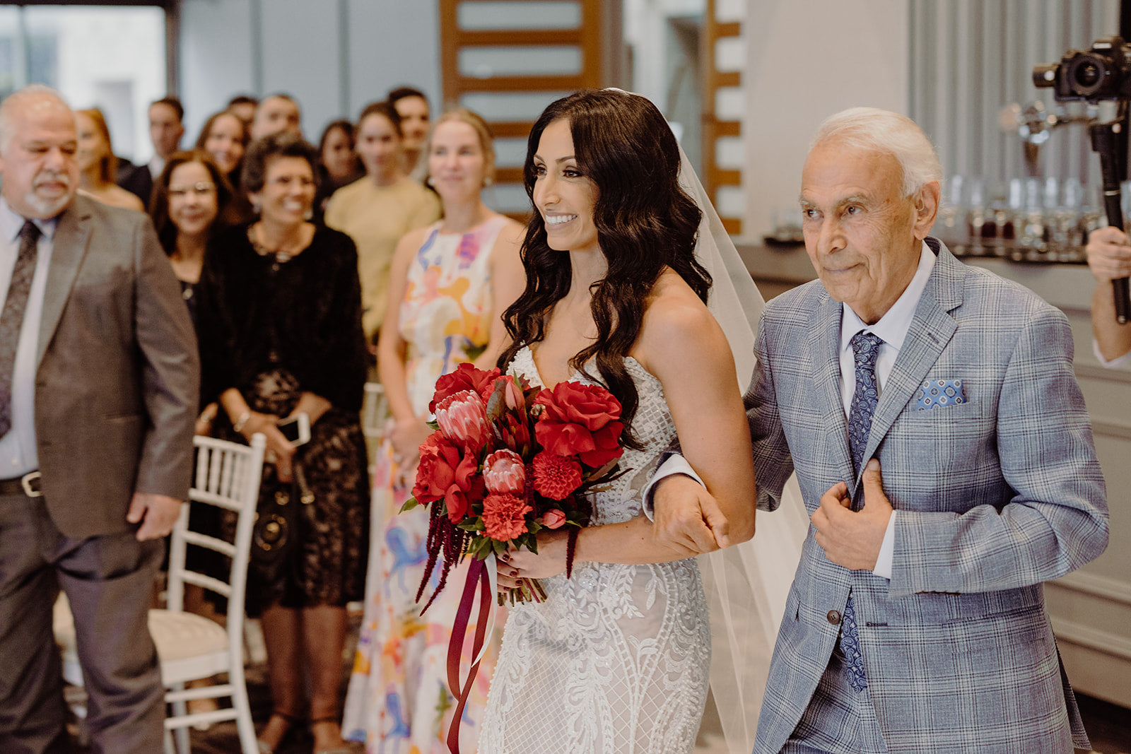 bride walking down aisle with father sydney wedding