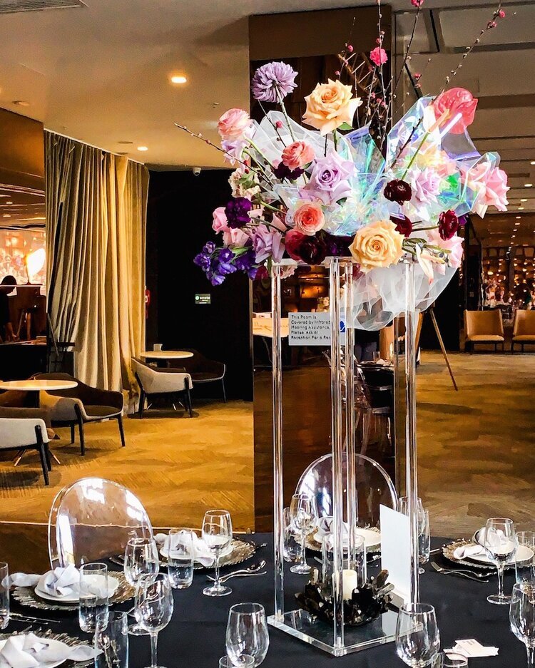tall flower centrepiece wedding showcase ovolo