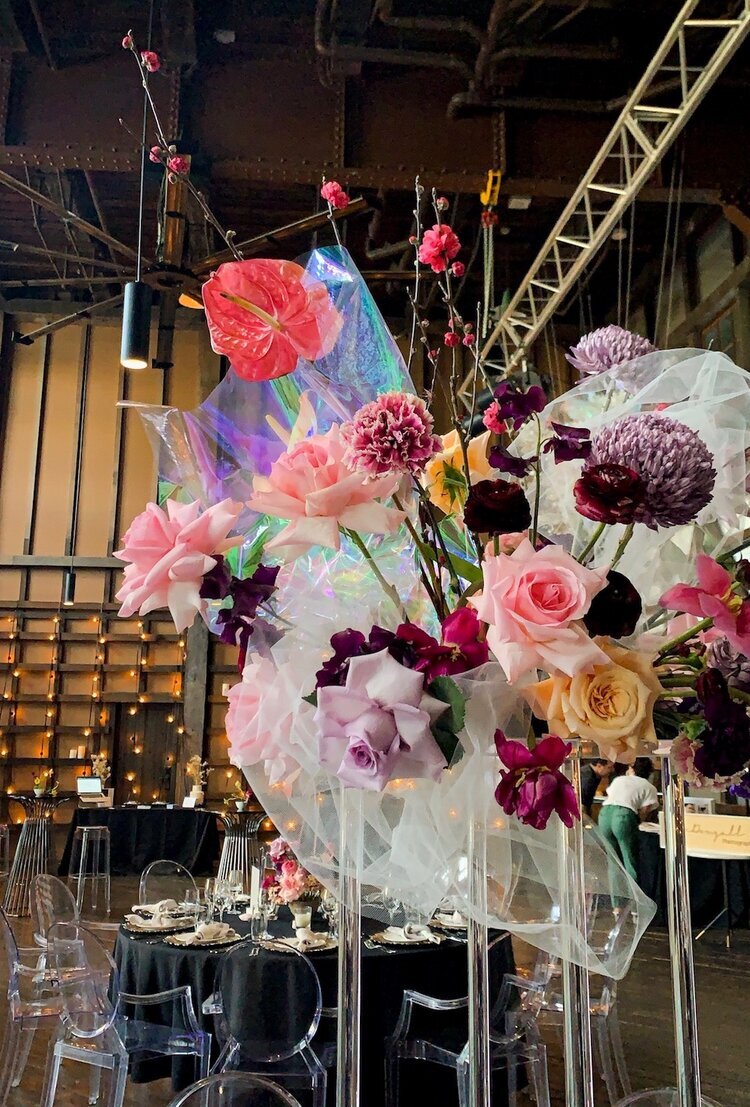 tall perspex clear table centrepiece ovolo woolloomooloo
