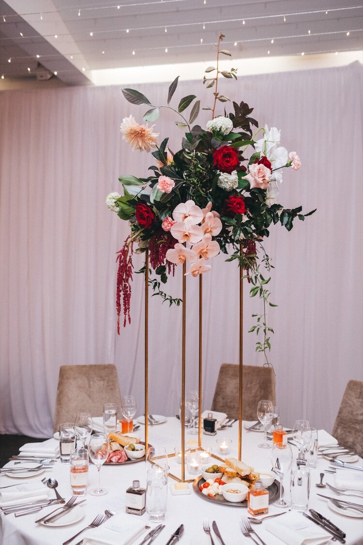 tall flower table centrepiece stand sergeants mess wedding