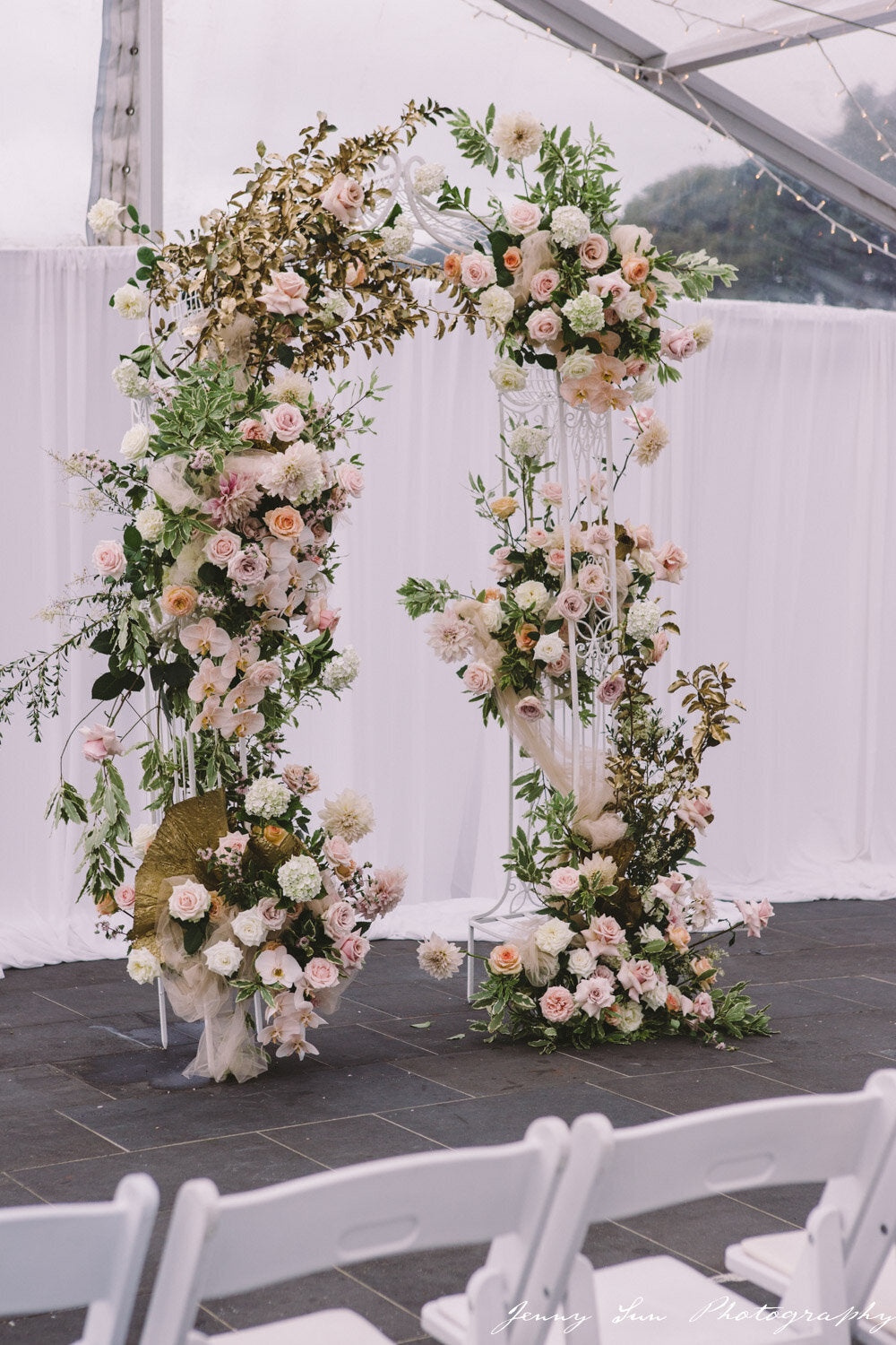 ceremony arch flowers pier one by jenny sun