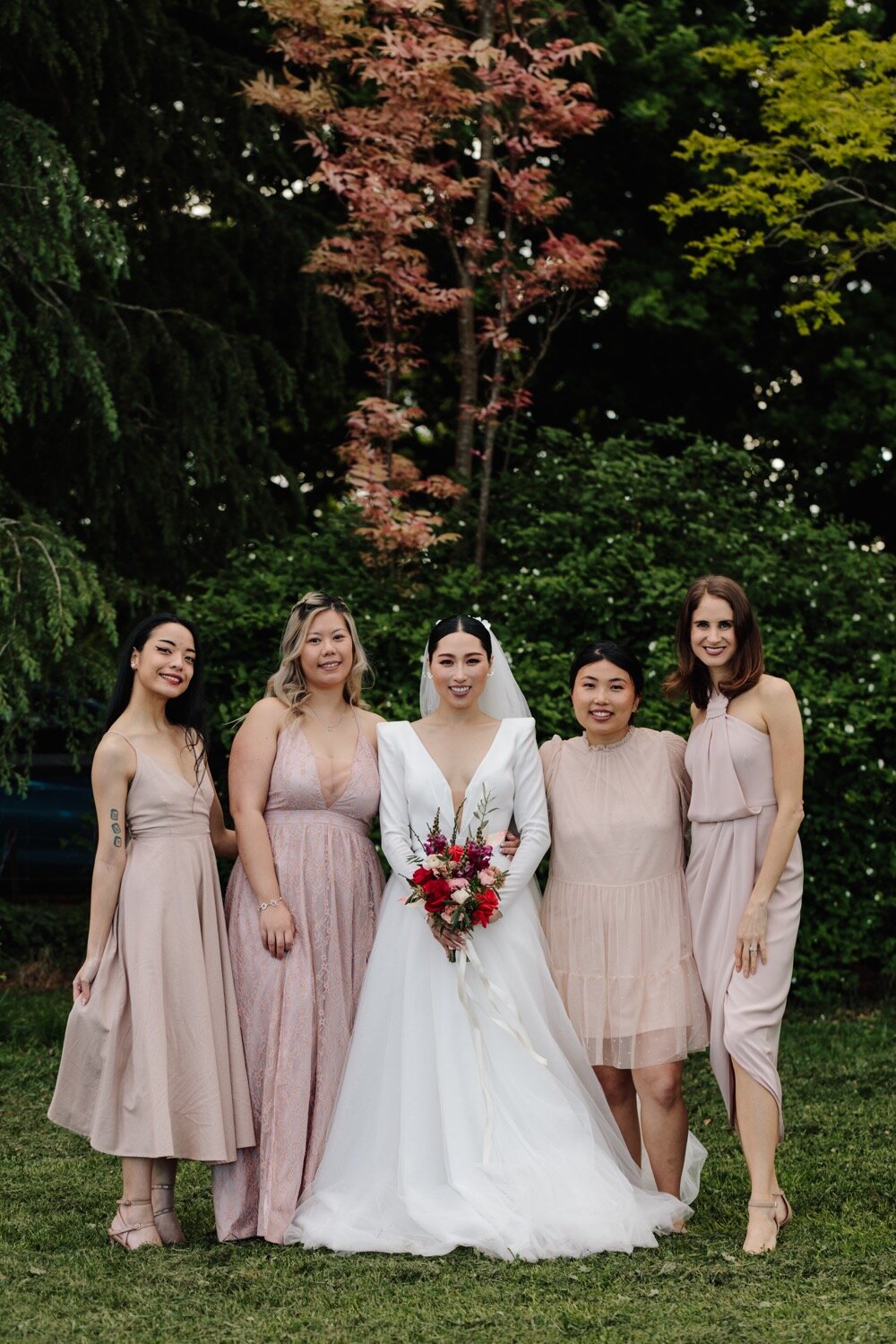 sydney bride with bridesmaids nude taupe dresses 