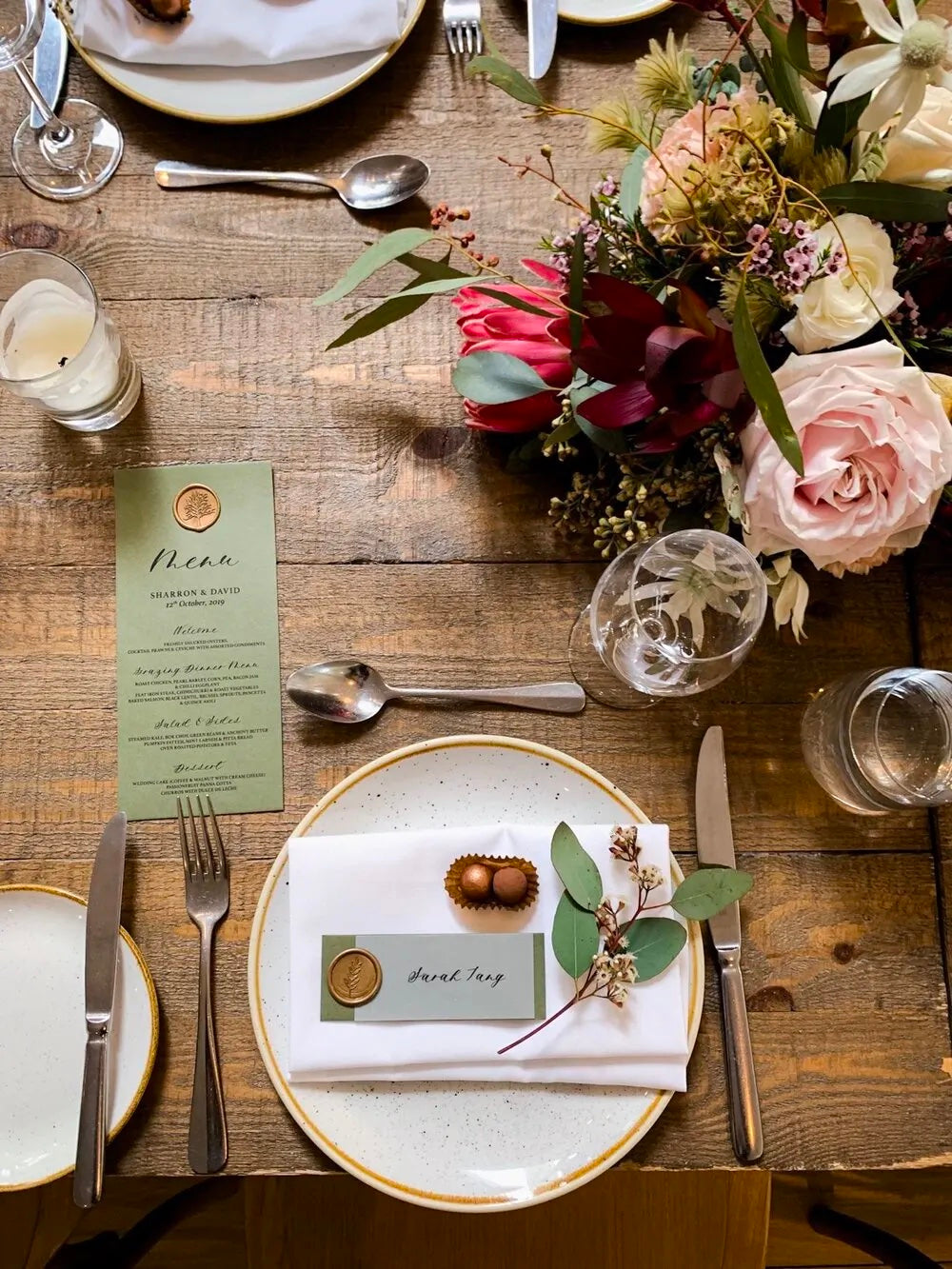 centennial homestead table setting wedding reception