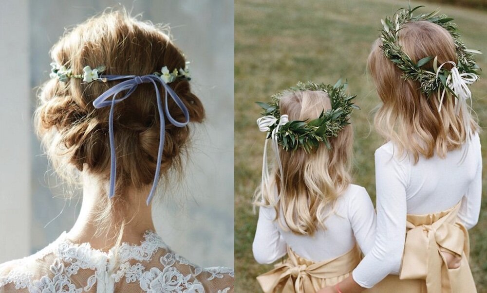 flower crown with ribbon tie back adjustable
