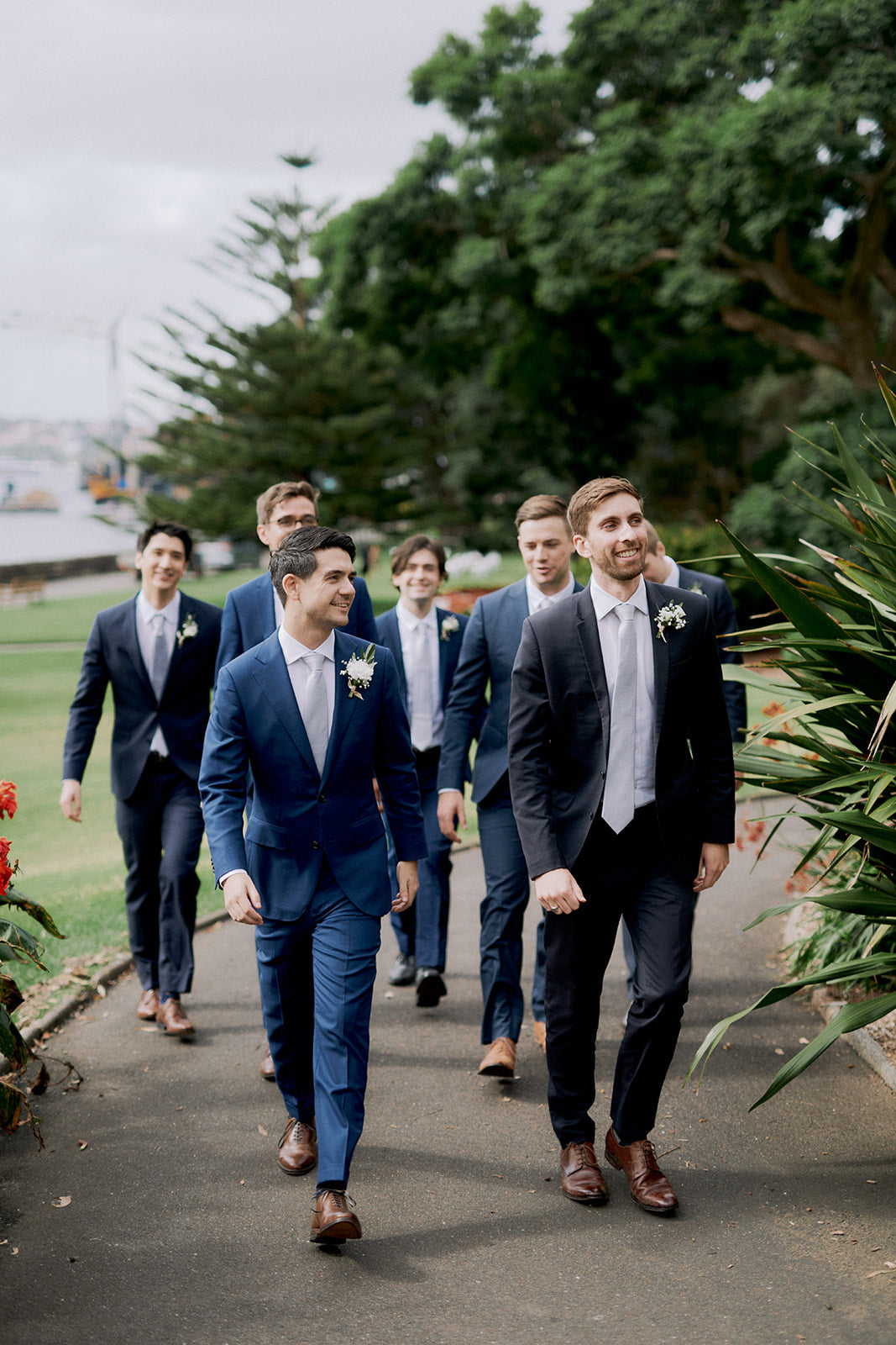 groom with groomsmen sydney royal botanic gardens