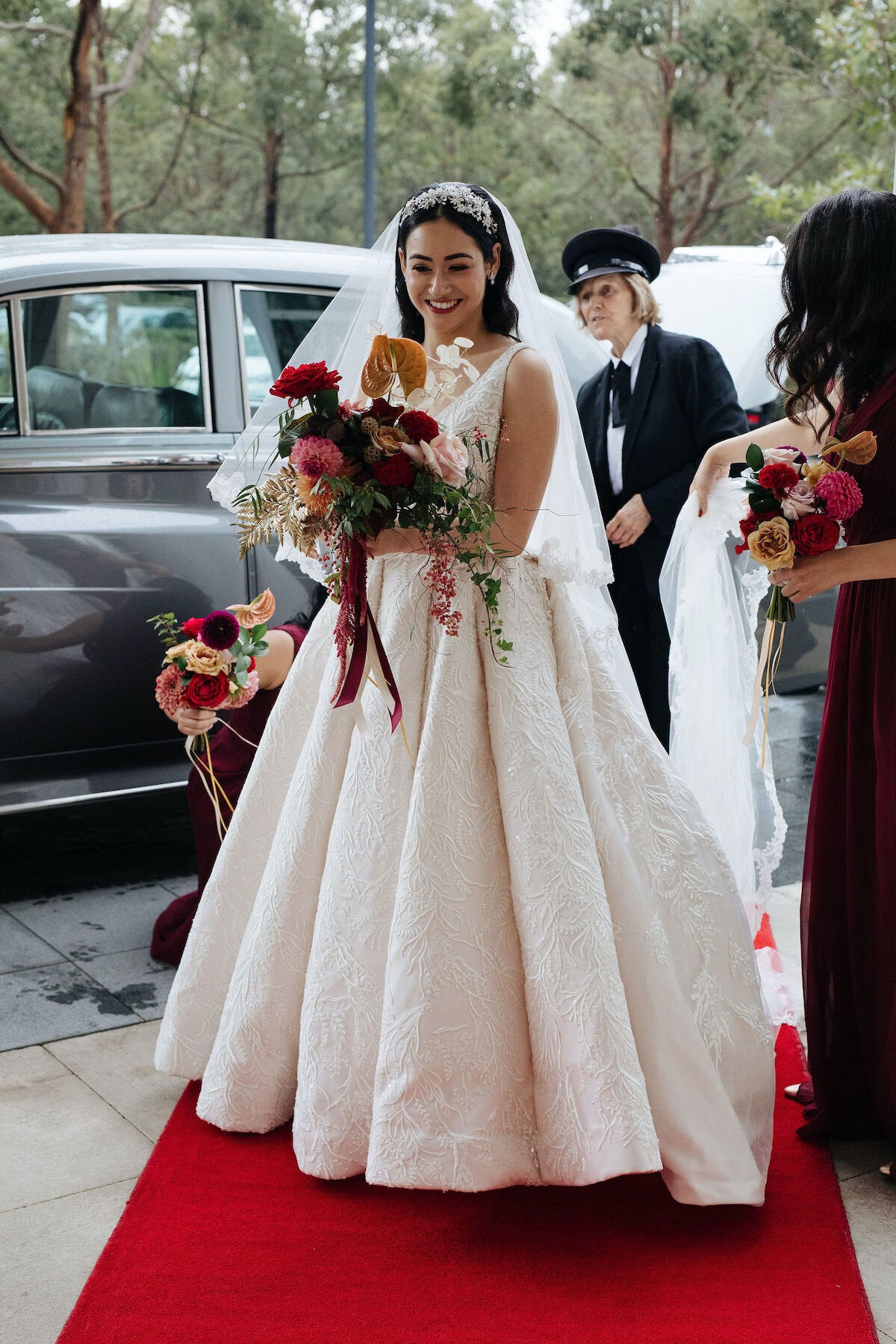 sydney bride at hillsong church holding bridal bouquet