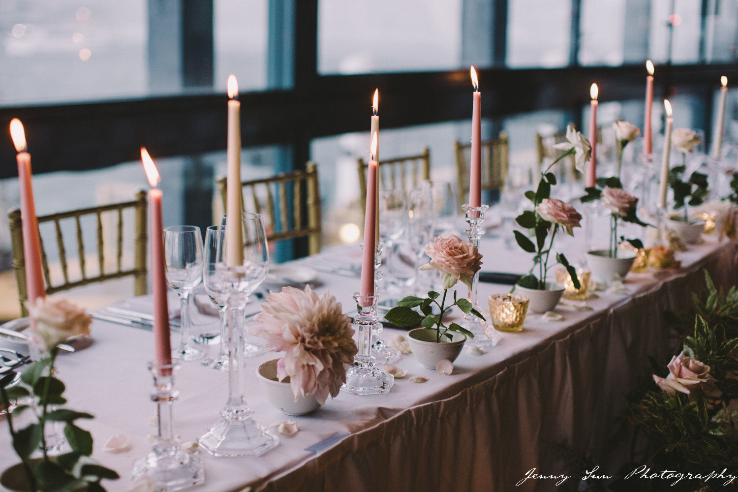 candlesticks and flowers for wedding bridal table pier one