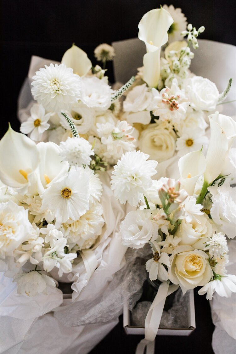 white textured garden wedding flowers bouquets