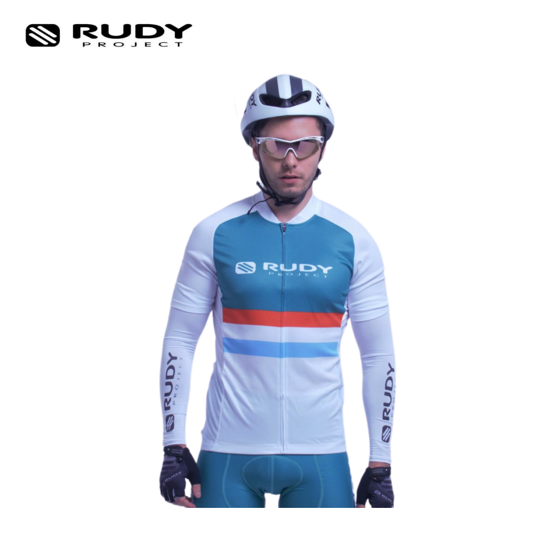 Rudy Project Mens Cycling Jersey Vintage in Jade Green - White Model 5