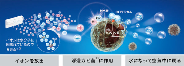 Rinnai ビルトイン食洗機 プラズマクラスターによる作用抑制メカニズムイメージ