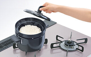 Rinnai リッセの炊飯機能：小バーナーでご飯が自動で炊けます