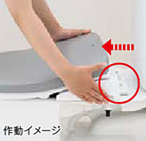 シャワートイレVA：本体を簡単に着脱できて、便器とのすき間を簡単にお掃除。