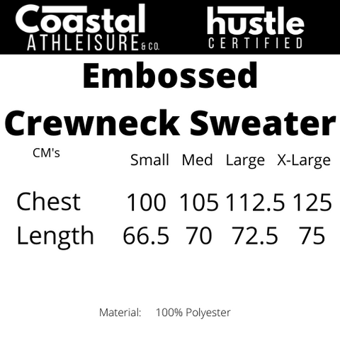 Embossed Crewneck Sweater Sizing Chart